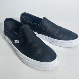 Vans Women Black Perforated Slip-On Sneakers.   Mans size 6